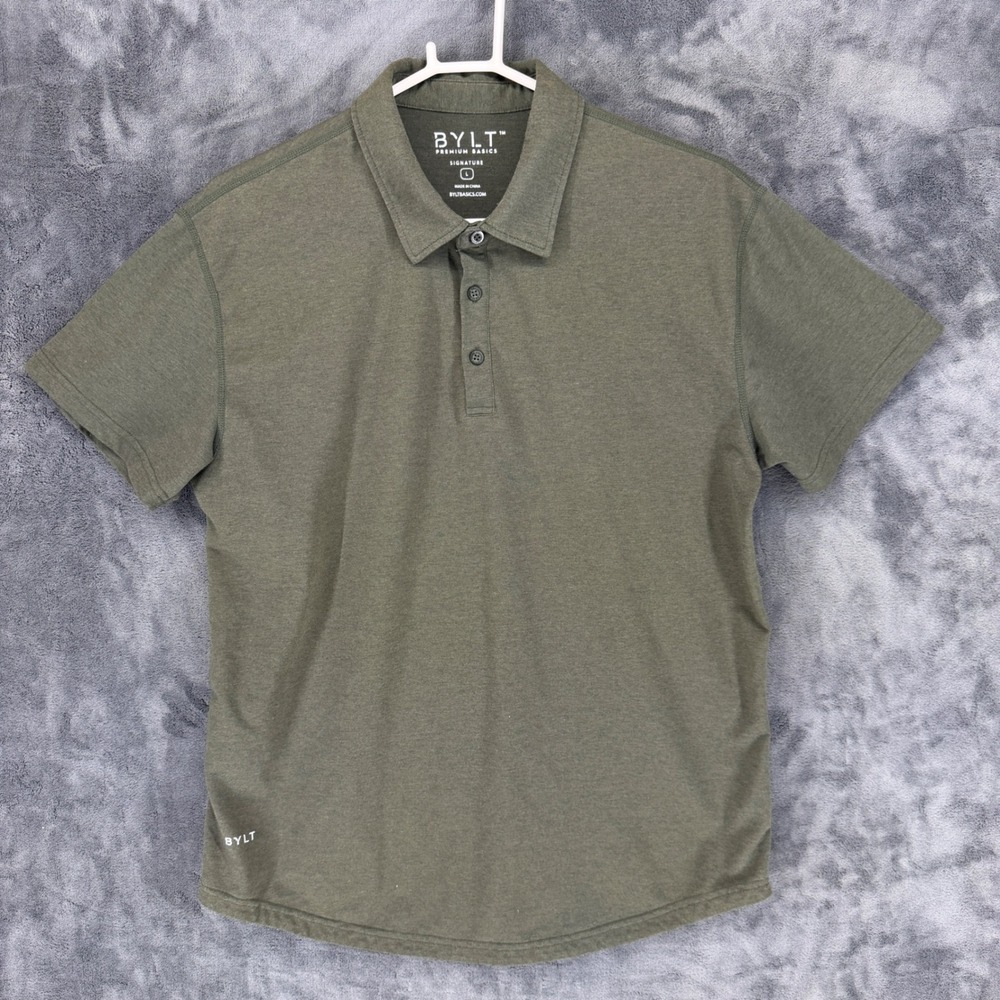 BYLT‎ Premium Basics Mens L Signature Polo Shirt Forest Green DC_SS_POLO_FRS_L